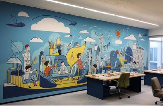 富源办公室墙绘的特点。